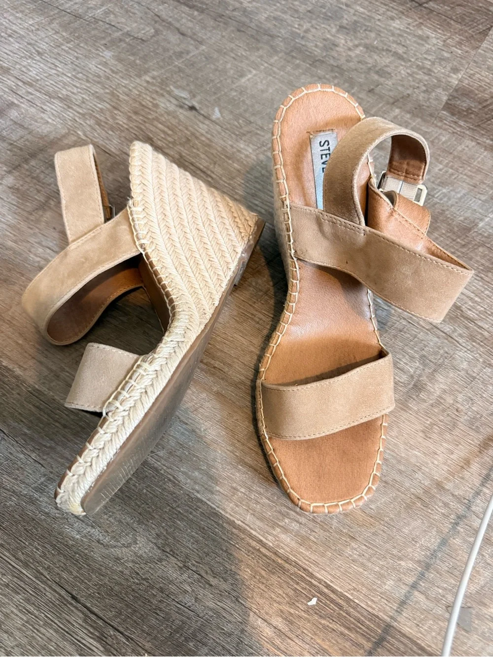 Steve Madden Taupe Suede Espadrille Wedge Sandals